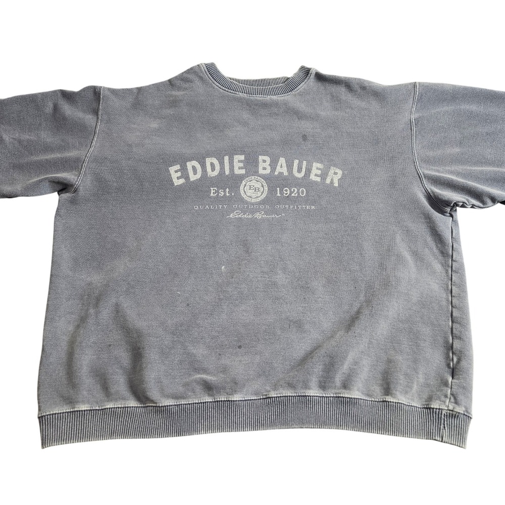 Eddie Bauer EBTek Crewneck Sweatshirt Mens L Blue‎ Vintage Workwear Heritage